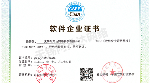 【喜訊】：熱烈祝賀無錫阿凡達(dá)網(wǎng)絡(luò)獲得“雙軟企業(yè)證書”！