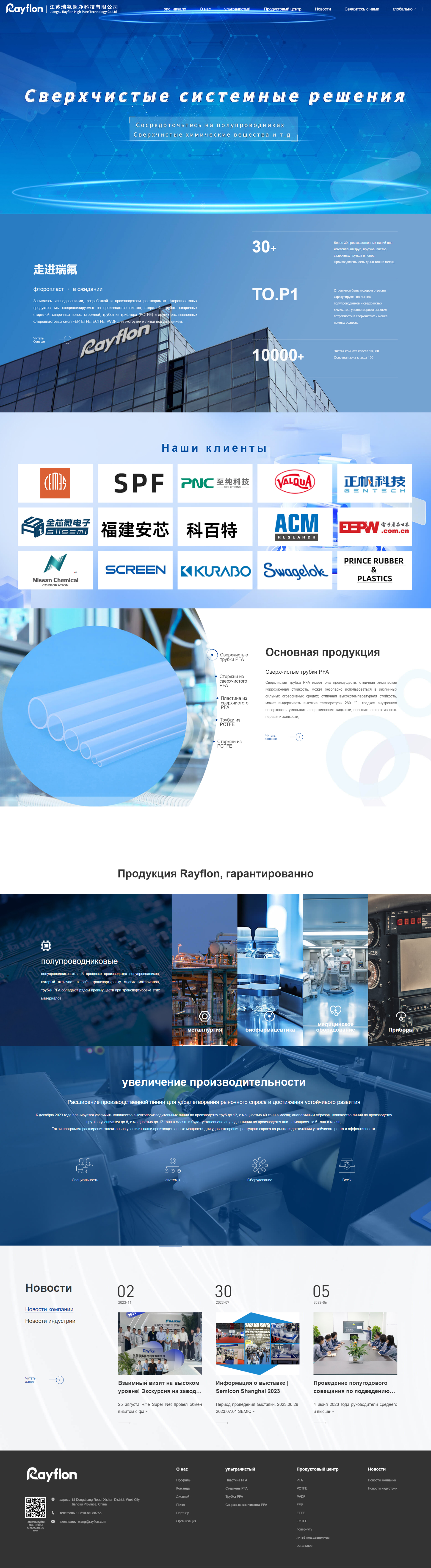 江蘇瑞氟超凈科技自適應英文網站建設 PC端預覽圖