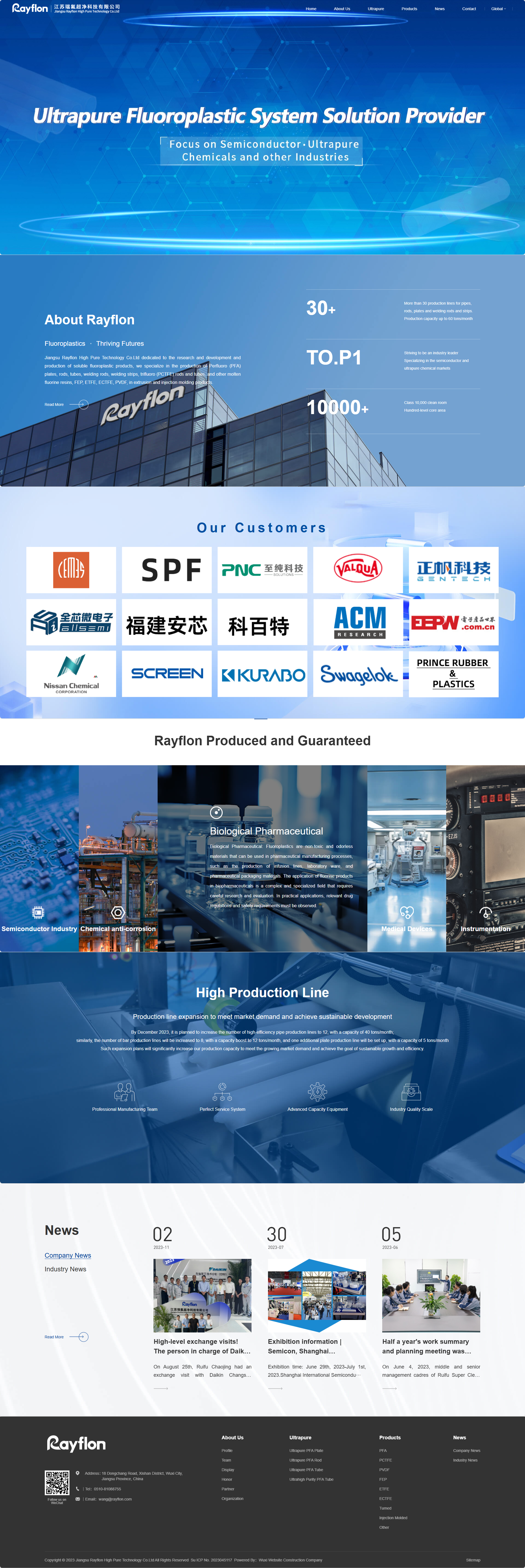 江蘇瑞氟超凈科技有限公司可溶性氟塑料制品自適應(yīng)英文網(wǎng)站建設(shè)制作案例 PC端預(yù)覽圖